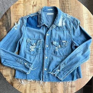 MOTHER Denim Super Exes Crop Fray